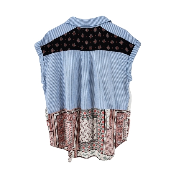 Lord & Taylor Women's Button-Front Patchwork Blouse - L - Picture 4 of 5